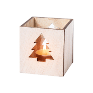 Bougie Noël parfumée à la vanille - chauffe-plat dans bocal en verre avec bougeoir en bois et décoration de Noël_2