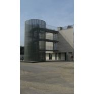 Escalier hélicoïdal encage Ysocagetole - Ysofer Esca - passage 1UP ou 2UP - marches vissées et cage en tôle perforée_2