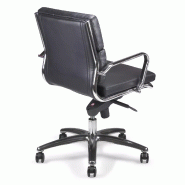 Fauteuil de Direction synchrone - cuir Noir pleine fleur - accoudoirs en aluminium poli - So Pérouse - Avec_2