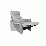 Fauteuil relax électrique Zilia - tissu bi-color gris clair et gris foncé - têtière ajustable et inclinaison jusqu'à 140°_2