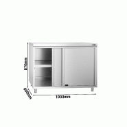 Meuble bas inox central P 600 mm avec portes - 1000_2