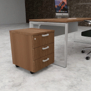 Caisson à roulettes 3 tiroirs uni - MOBEL LINEA - Acacia foncé_2