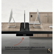 Bureau bench 2 personnes avec retour X5 - Officity. - 160, Anthracite, Noyer canaletto_0