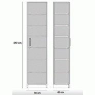 Armoire de rangement LOFT bi-ton blanc mat - 1 porte gris béton - 50 x 42 cm - 6 étagères - Fabrication européenne_2