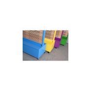 Cloisons mobiles - Ardal - 1 face lames, 1 face lisse avec panneau acoustique et bac de rangement sur roulettes_2