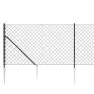 Vidaxl clôture à mailles losangées avec ancrage anthracite 1x25 m 153977_2