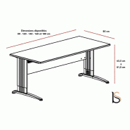 Bureau réglable en hauteur Sigma - Mobel Linea - Blanc 9010, 120, Acacia clair_2