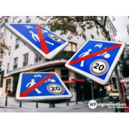 Panneau de prescription B53 - Sortie d'une zone de rencontre avec pictogrammes et limitation de vitesse_2