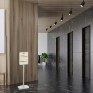 Porte-messages double-face A4 portrait ou paysage - pied 133 cm - Cadro-Clic® alu anodisé - Réf.214026_2
