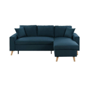 Canapé d'angle réversible convertible ARKO - méridienne avec coffre - bleu canard - 140x190 cm_2