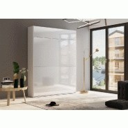 Lit escamotable studio - façade blanc brillant - couchage 160x200 cm - ouverture assistée et pied automatique_2