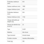 158084w - Armoire de sécurité coupe-feu G 601 - 3 étagères réglables, charnières à gauche, résistance 90 minutes EN 14470-1_2