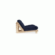 Fauteuil convertible futon ROOTS - pin naturel bleu marine - couchage 90x200 cm - design japonais et scandinave_2
