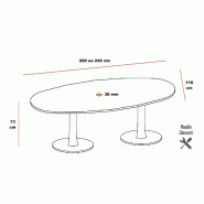 Table de réunion ovale avec pieds chromés- Quadrifoglio. - 200, Wenge_2