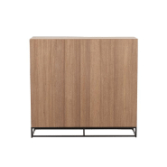 Buffet MOUNIE - 2 portes avec motifs chevron en bois naturel clair - Pieds métal noir - Style industriel_2