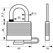 Cadenas à clé Bumper 54 mm jaune - corps acier zingué - anse cémentée - marque Thirard_2