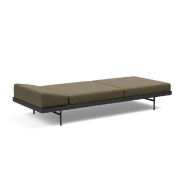 Canapé design convertible Puri - Innovation Living - 195x80 cm - Tissu Vivus Dusty Olive avec table en chêne_2