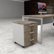 Caisson mobile 3 tiroirs classiques bicolore - MobelLinea - Gris aluminium, Chêne grisé_2