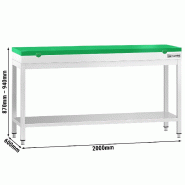 Table inox de découpe avec plan vert - Profondeur 600 mm | Ggm - 2000_2