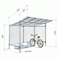 Abri vélo semi-ouvert alu - structure en aluminium anodisé - bardage en polycarbonate anti-UV - pour 5 vélos_2