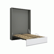 Armoire-lit escamotable ALADYNO gris mat - bandeau blanc mat - 140x200 cm - ultra plate avec ouverture assistée_2