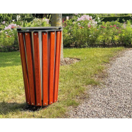 Corbeille Lofoten - acier et bois exotique 80 litres - ref : 208174.Gpro.Chec_2