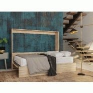 Armoire lit escamotable VERTIGO - Chêne naturel - Couchage 160 x 200 cm - Ouverture transversale_2