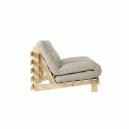 Canapé convertible futon ROOTS - Pin naturel coloris lin - Couchage 140x200 cm - Design japonais et scandinave_2