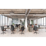 Bureau design fixe et classique pour open space - Gamme PARIS avec piètement métallique triangulaire et plateau mélaminé 25 mm_2