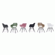 Lot de 4 chaises scandinave REMO - coque blanche mat - piétement hêtre laqué noir mat - dimensions L60 x H85 x P54_2