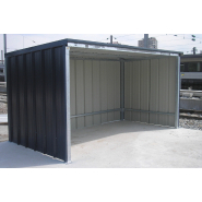 Abris 2 roues métallique ouvert - Toit plat pente arrière 5% - Série E - Sur mesure_2