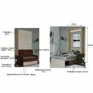 Armoire lit escamotable Dynamo Sofa - chêne, canapé tissu marron avec accoudoirs - couchage 90x200 cm_2