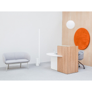 Banque d'accueil compacte et fonctionnelle - OVO pour petit espace avec plateau en verre_2