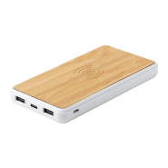 Power bank en bambou - 8000 mAh - 2 ports USB et chargeur USB-C - Couleur naturelle_2
