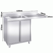 Plonge Inox 1 bac sur placard avec passage lave-vaisselle - P 700 - GGM - 1200 mm bac à gauche_2