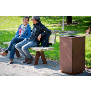 Poubelle publique Olea PA655 - Acier Corten - Durable et sans entretien_2