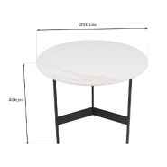 Table basse ronde DILA - Plateau effet marbre 50 cm - Design tendance et robuste_2