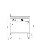 Plancha gaz - plaque lisse en chrome sur placard ouvert - FTBG98ALC - Gamme DOMINA PRO 900_2