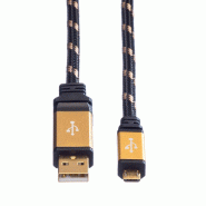 ROLINE GOLD Câble USB 2.0, USB A mâle - Micro USB B mâle, Retail Blister, 0,8 m_2