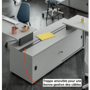 Bureau bench X3 avec rangement - Officity - Anthracite, Gris, 302_2