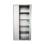 Armoire métallique à rideau d'occasion - structure en acier monobloc - 4 étagères réglables - Gris ou Blanc_2