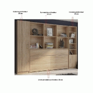 Composition lit escamotable VERTIGO chêne naturel - Largeur 311 cm - Couchage 90x200 cm - Avec colonnes de rangement_2