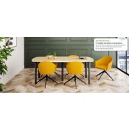 Bureau de réunion - Gamme TONNEAU - Table tonneau avec piètement central et options bicolores_2