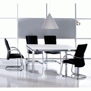 Table de réunion avec plateau en verre - Mobel Linea - Chromé, Verre Blanc_2
