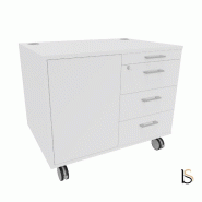 Desserte mobile avec 4 tiroirs et niche de rangement - QUADRIFOGLIO - Blanc pastel_2