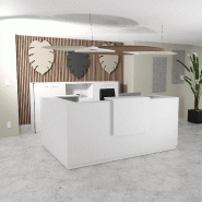 Banque d'accueil d'angle Delta Plus avec réhausse - Mobel Linea - 184, Blanc mat, Gauche, Blanc, Oui_2