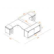 Bureau bench 2 personnes compact classic-c sur caissons et armoire_2
