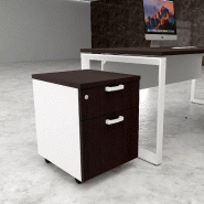 Caisson mobile avec tiroir pour dossiers suspendus - Mobel Linea - Wengé, Blanc pastel_2