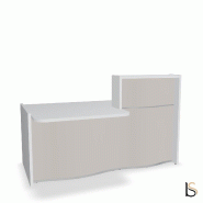 Banque d'accueil compacte WAVE avec plateau bas - MDD - 178, Gauche, Beige mat_0