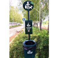 Borne d'hygiène canine Eco - 1 carton de 500 sachets - mât aluminium, corbeille PEHD 50L_2